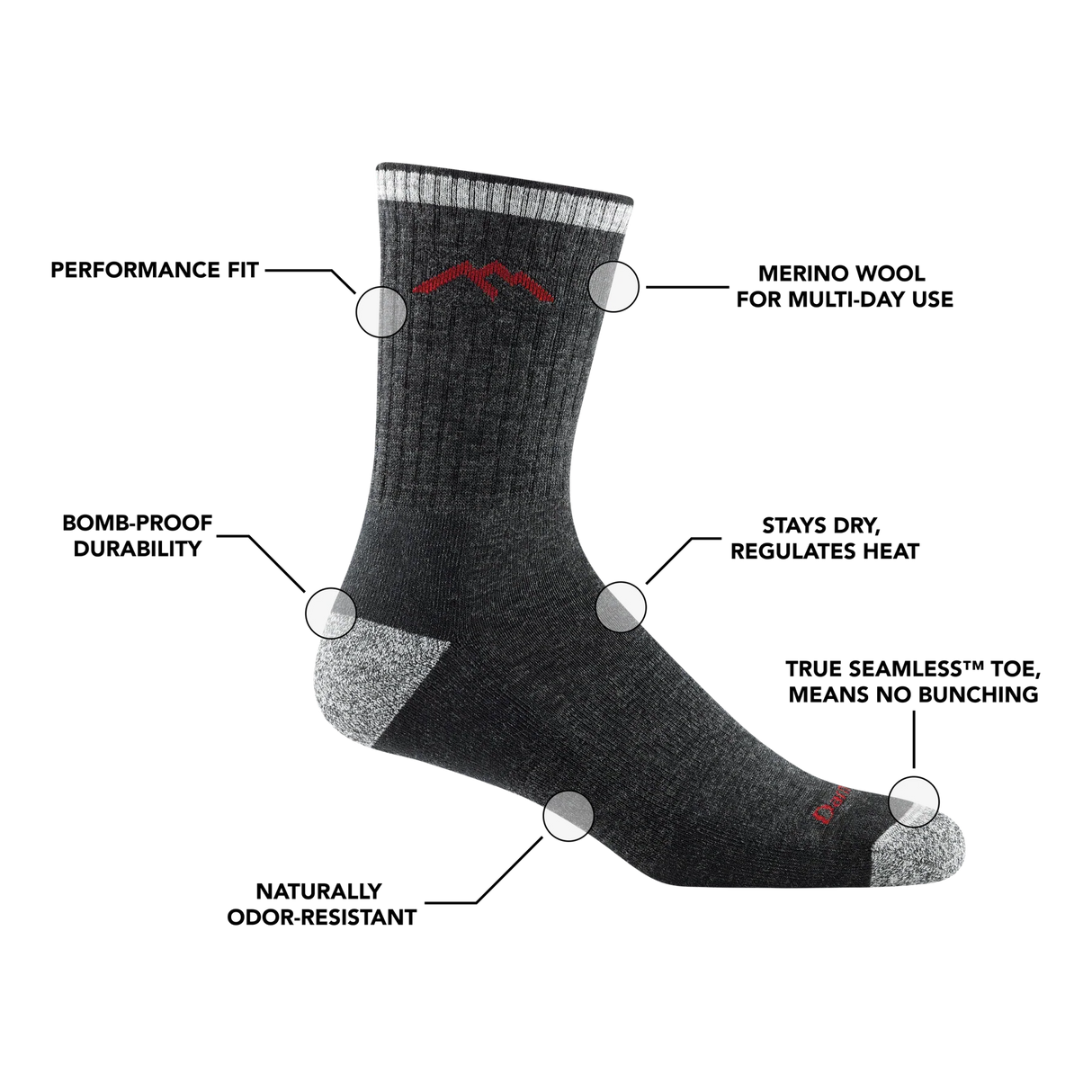 Darn Tough Men's Hiker Micro Crew Hiking Socks